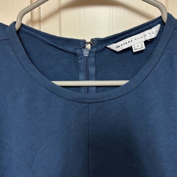 The Nines by HATCH Short Sleeve French Terry Cropped Blue Jumpsuit - Picture 4 of 9